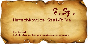 Herschkovics Szalóme névjegykártya